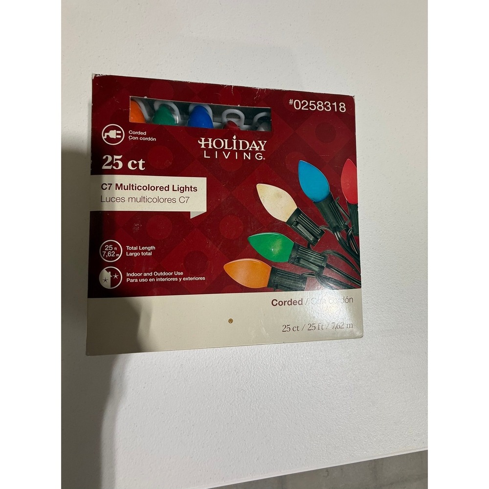 Holiday‎ Living 25 ct C7 Multicolored Christmas Lights Indoor Outdoor 25ft